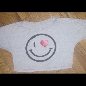 Gray Emoji Crop Top Size